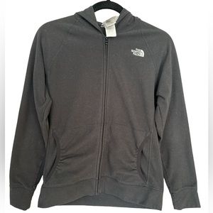The North Face black lightweight full zip fleece hooded jacket girls XL (18)